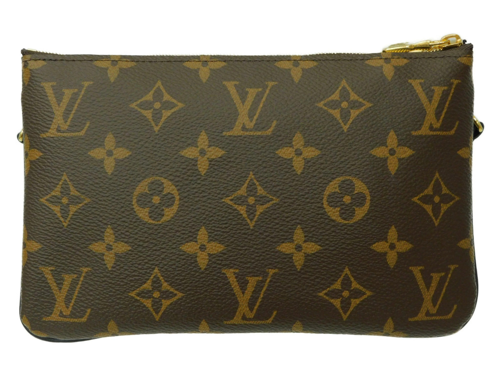 Louis Vuitton Monogram LV Giant Zip Pochette Reverse Double Shoulder Bag Brown